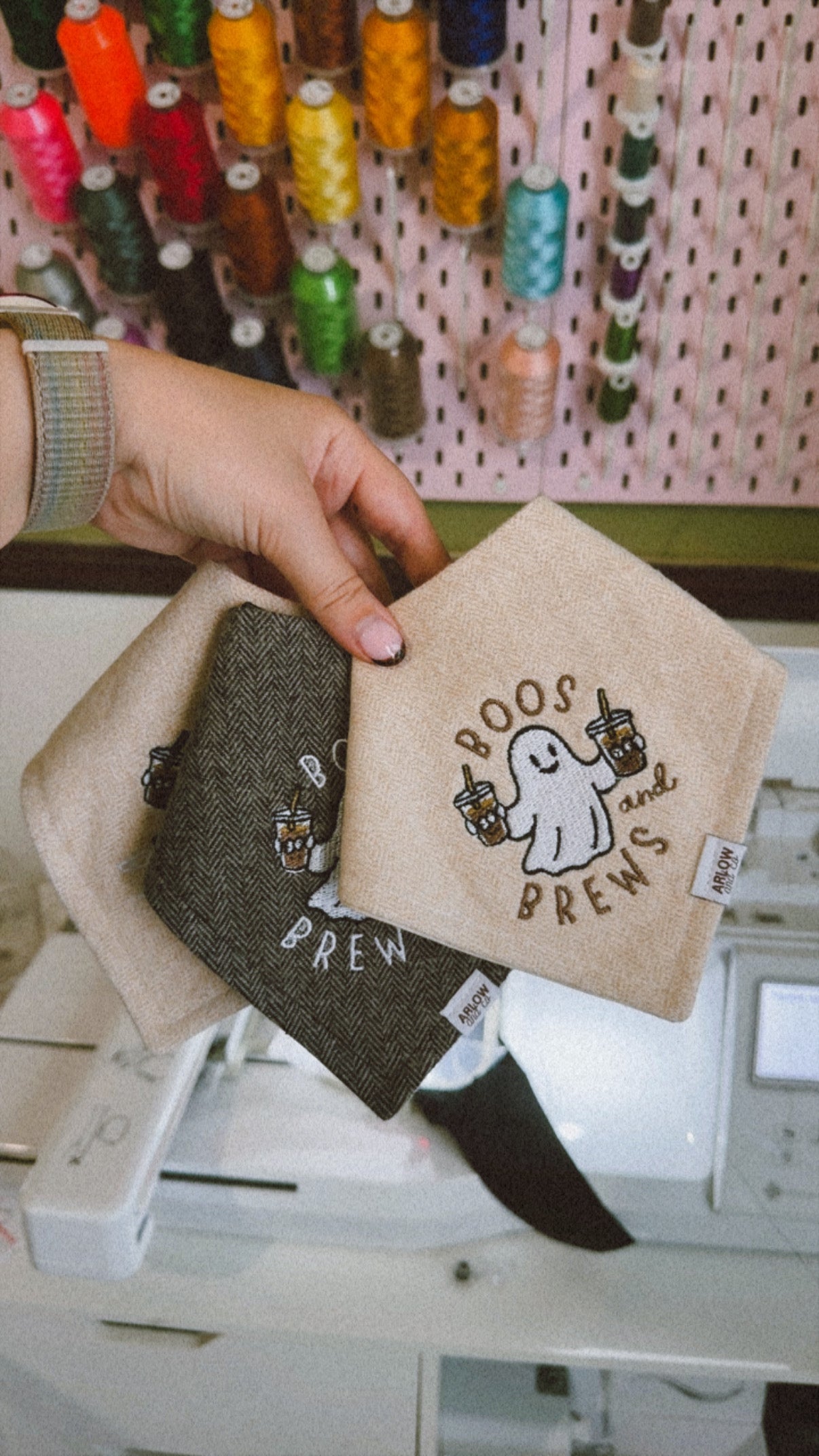 Boos & Brews Embroidered Bandana | Halloween Pet Bandanas for Dogs & Cats