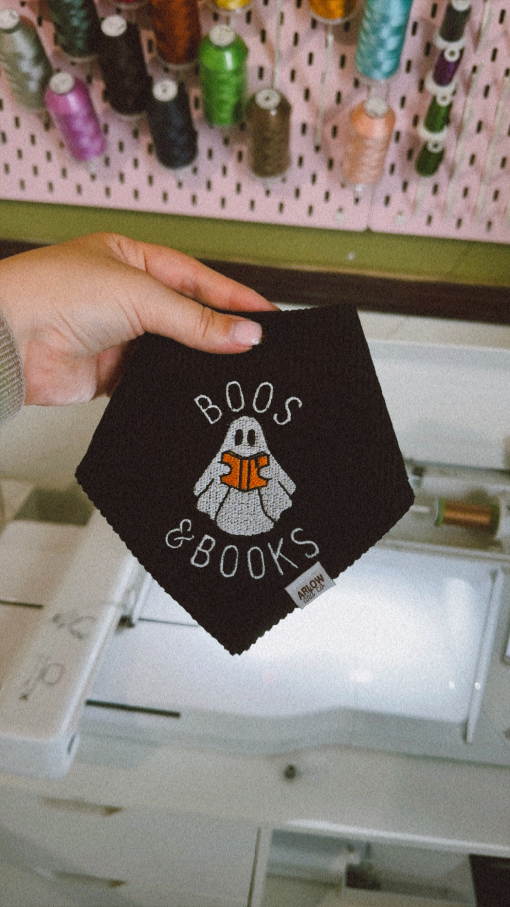 Boos & Books Embroidered Bandana | Bookish Halloween Pet Bandanas for Dogs & Cats