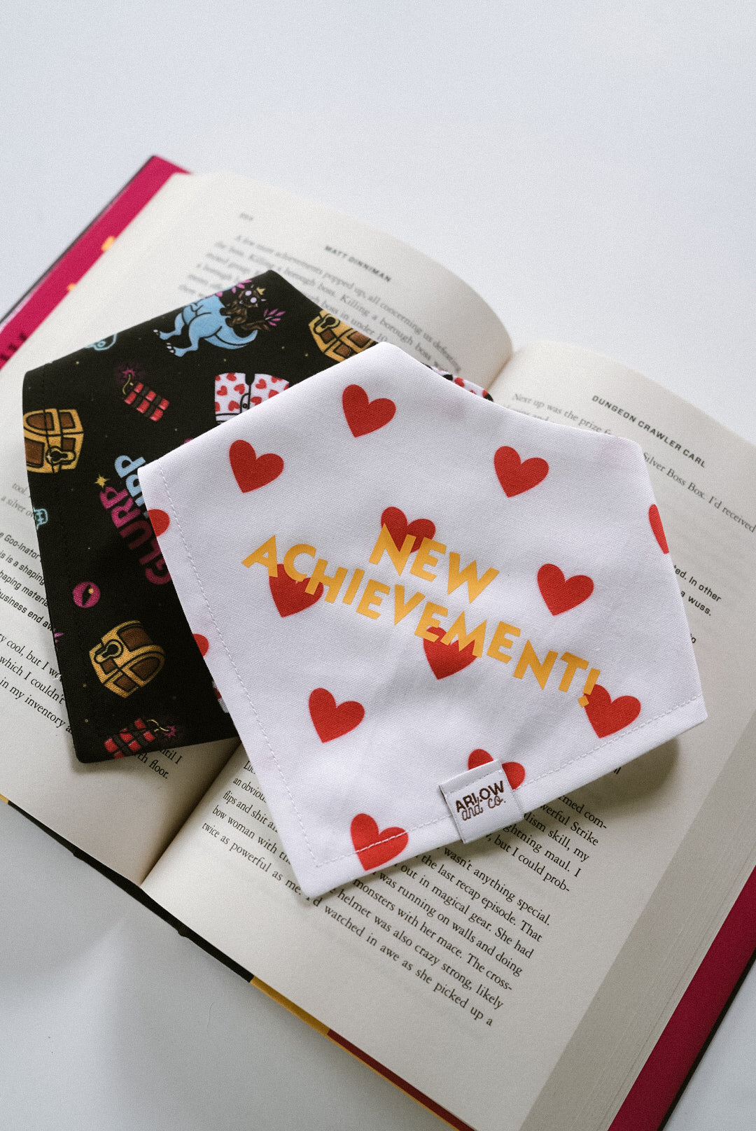 New Achievement Dungeon Crawler Carl Bandana | Cotton Bookish Pet Bandanas for Dogs & Cat