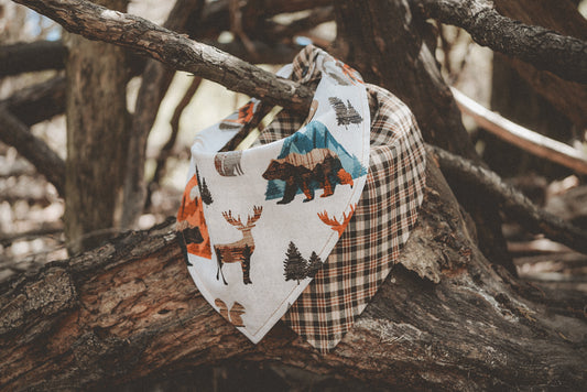 Cabin Plaid Reversible | Dog Bandana | Camping Dog | Snap Bandana | Adventure Dogs | Pet Accessory