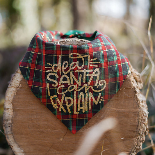 dear santa plaid bandana