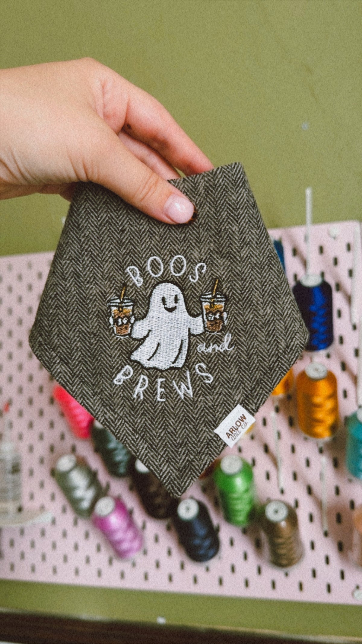 Boos & Brews Embroidered Bandana | Halloween Pet Bandanas for Dogs & Cats