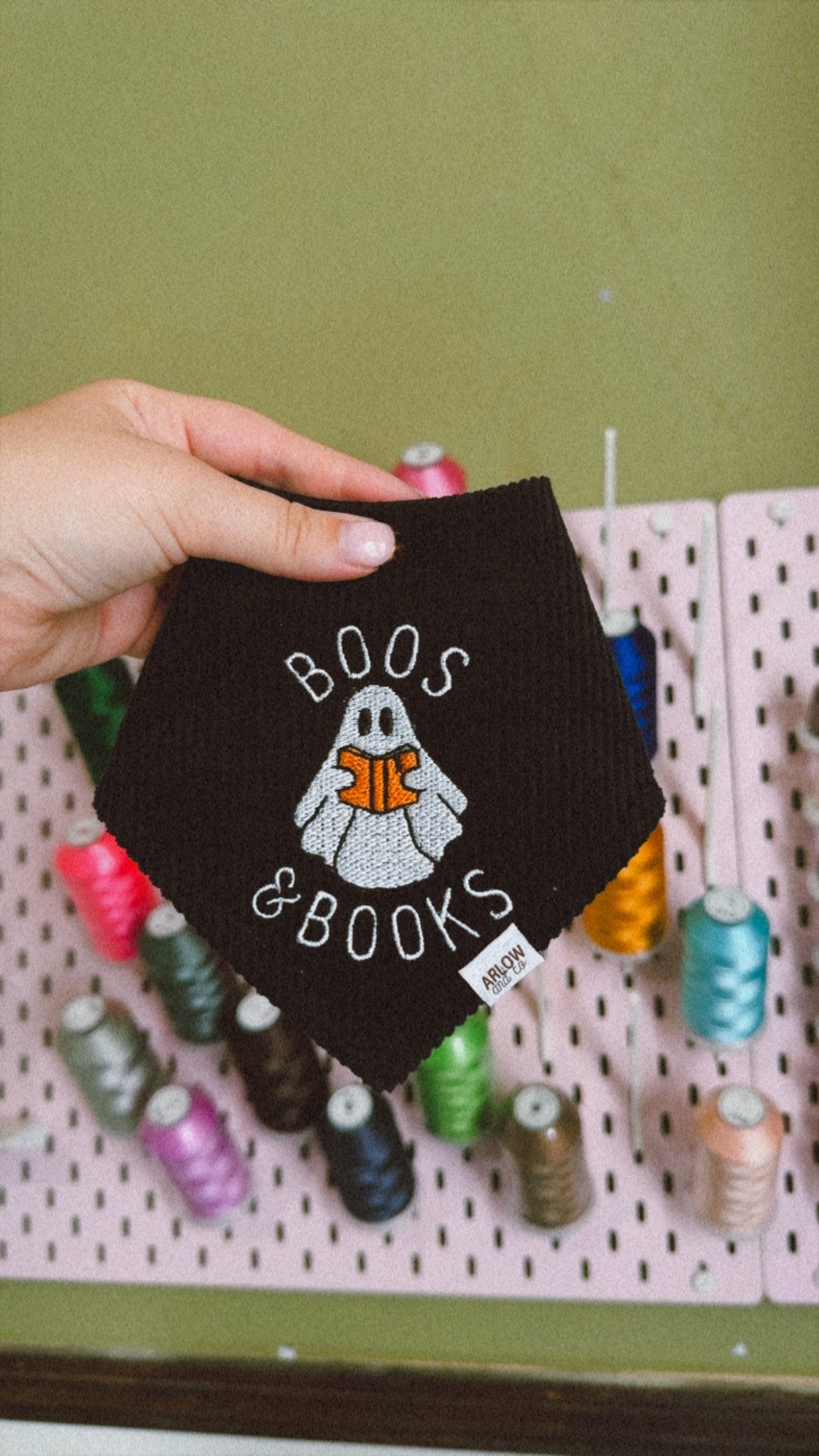 Boos & Books Embroidered Bandana | Bookish Halloween Pet Bandanas for Dogs & Cats