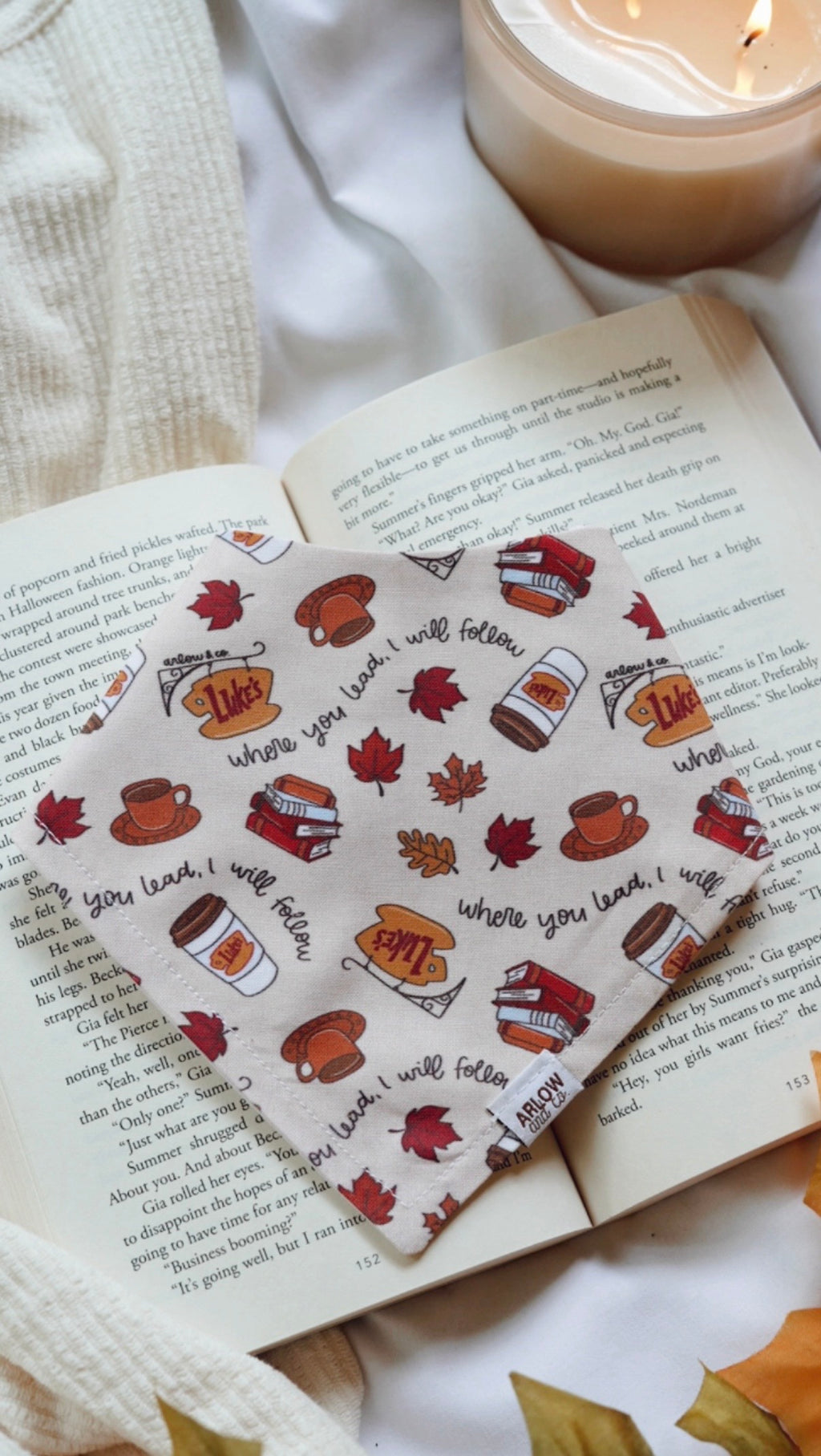 Follow Where You Lead Bandana | Cotton Seasonal Fall Pet Bandanas for Dogs & Cat