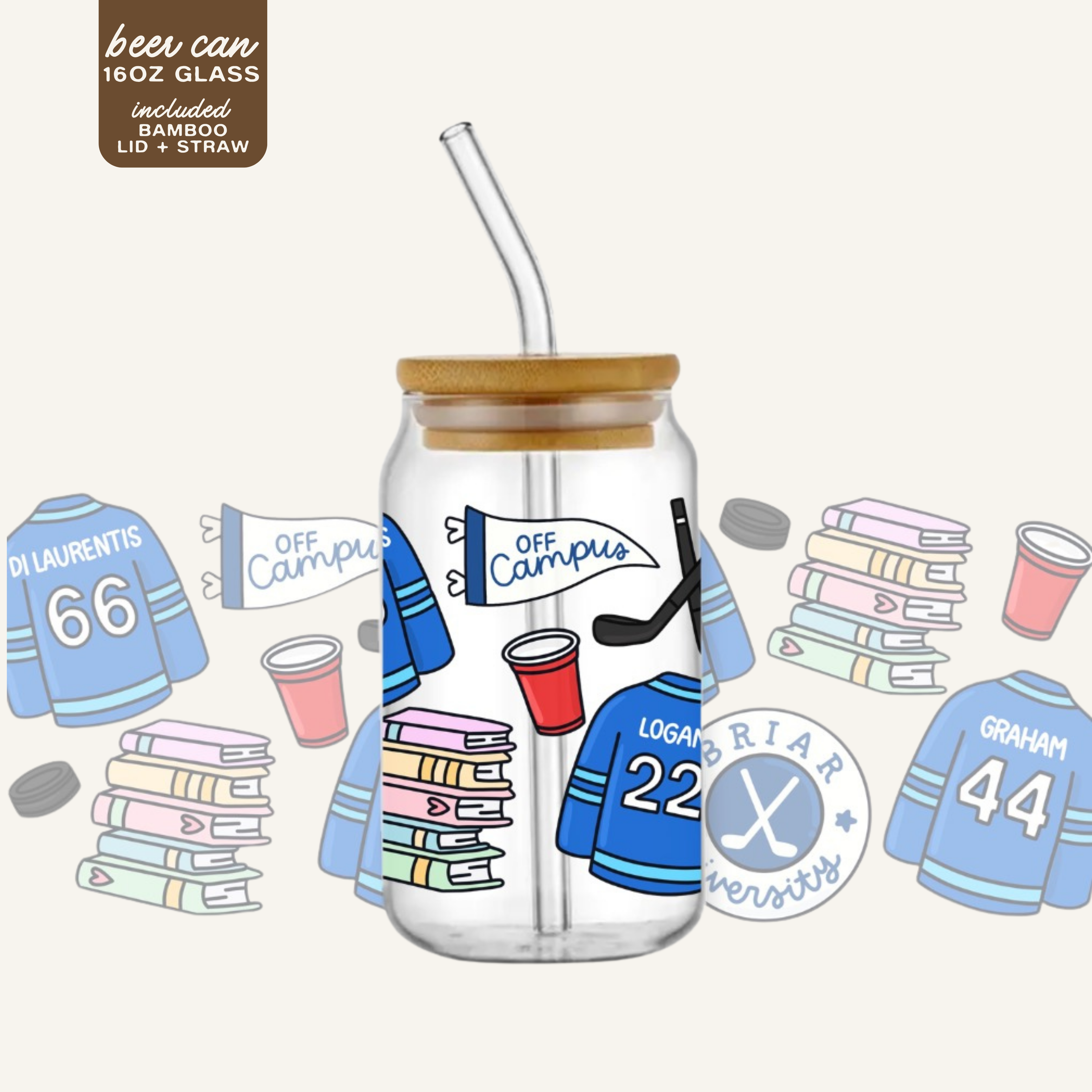 Hawks Hockey Romance Beer Can Glass | Hockey Romance Iced Coffee Matcha Glass
