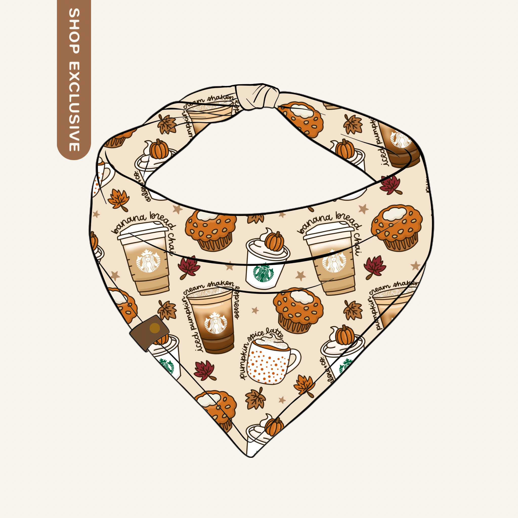 Pumpkin Spice Bandana | Cotton Seasonal Fall Coffee Pet Bandanas for Dogs & Cat