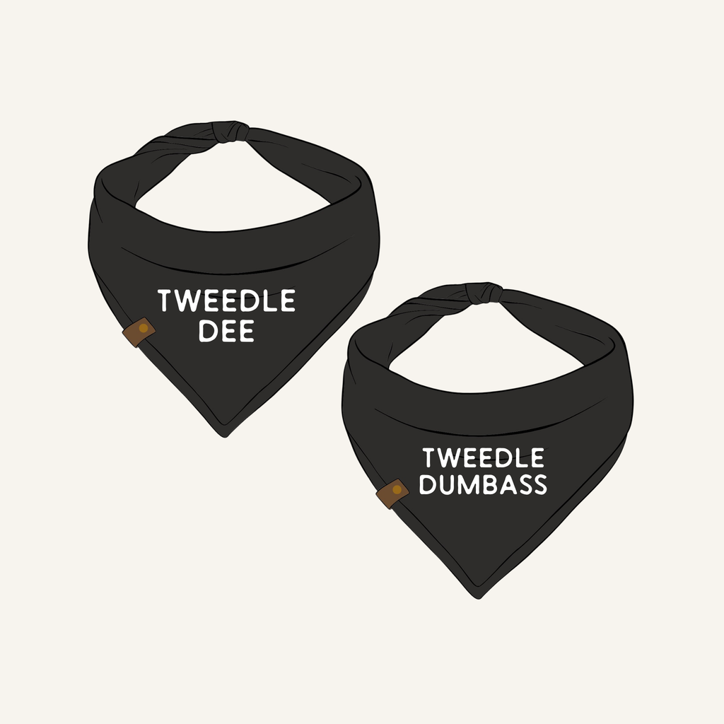 Tweedle Dee Tweedle Dumbass Bandana | Funny Cotton Sibling Pet Bandanas