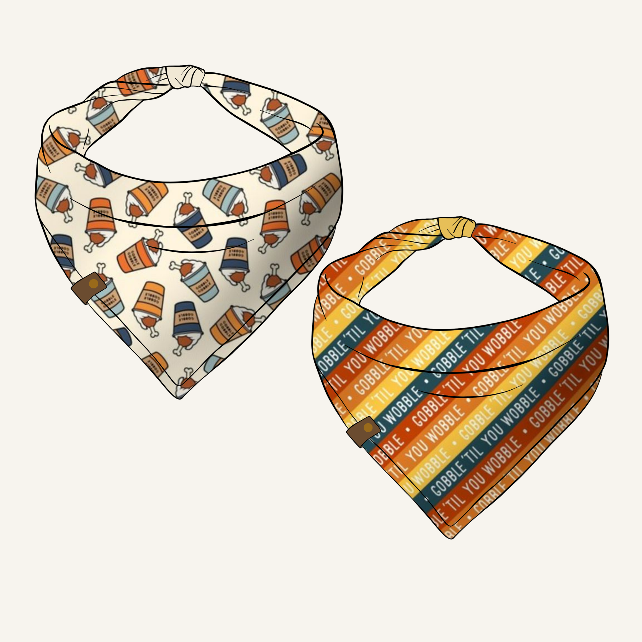 Gobble 'til You Wobble Bandana | Reversible Cotton Fall Seasonal Pet Bandanas for Dogs & Cats