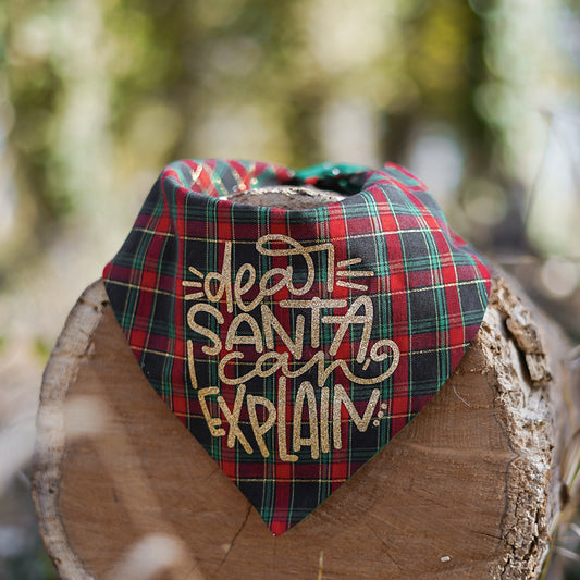 dear santa plaid bandana