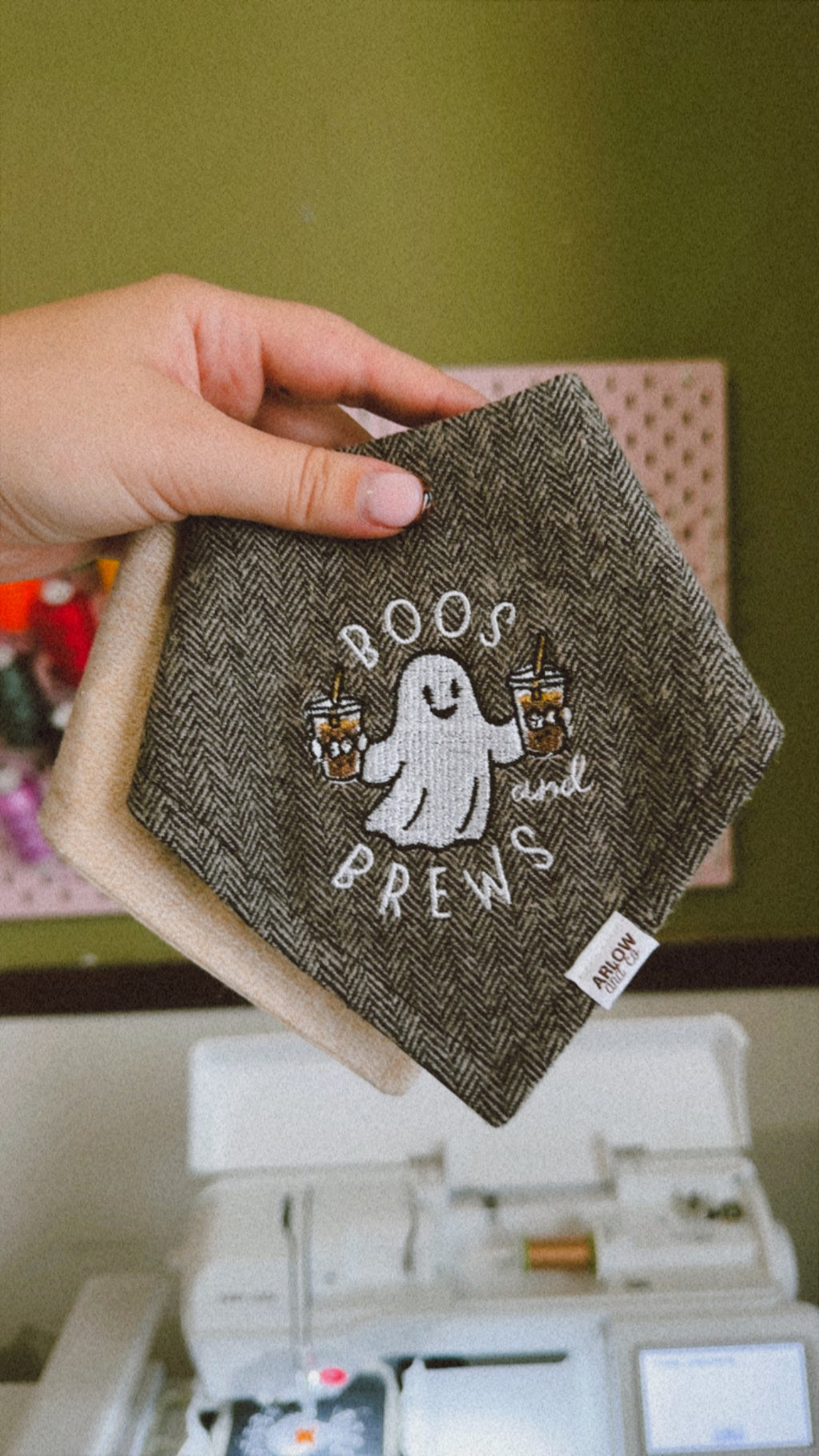 Boos & Brews Embroidered Bandana | Halloween Pet Bandanas for Dogs & Cats