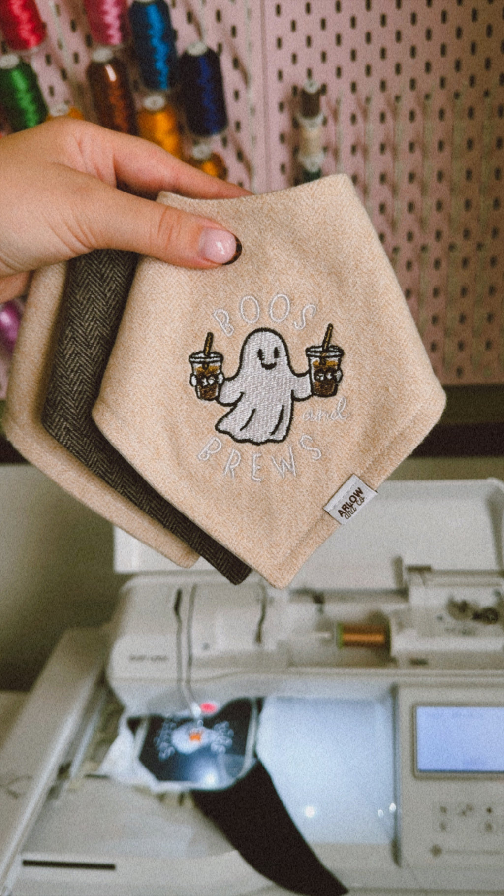 Boos & Brews Embroidered Bandana | Halloween Pet Bandanas for Dogs & Cats