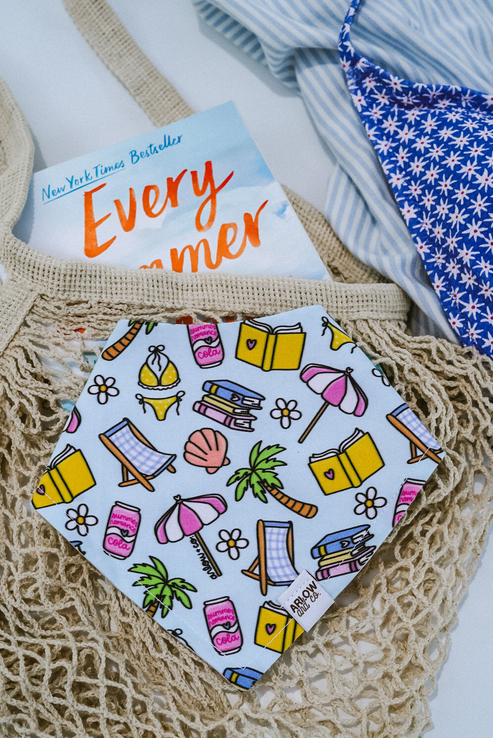 Summer Romance Book Club Bandana | Cotton Bookish Summer Romance Pet Bandanas for Dogs & Cat
