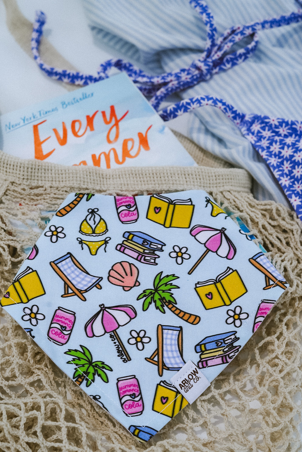 Summer Romance Book Club Bandana | Cotton Bookish Summer Romance Pet Bandanas for Dogs & Cat