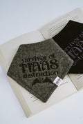Herringbone Flannel Survivor of Maas Destruction Embroidered Book Bandana | Book Inspired Pet Bandanas for Dogs & Cats