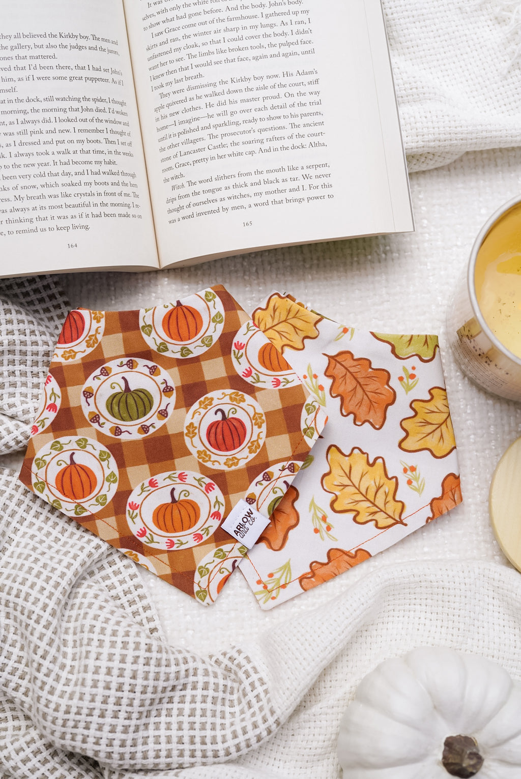 Pumpkin plaids Bandana | Reversible Cotton Fall Seasonal Pet Bandanas for Dogs & Cats