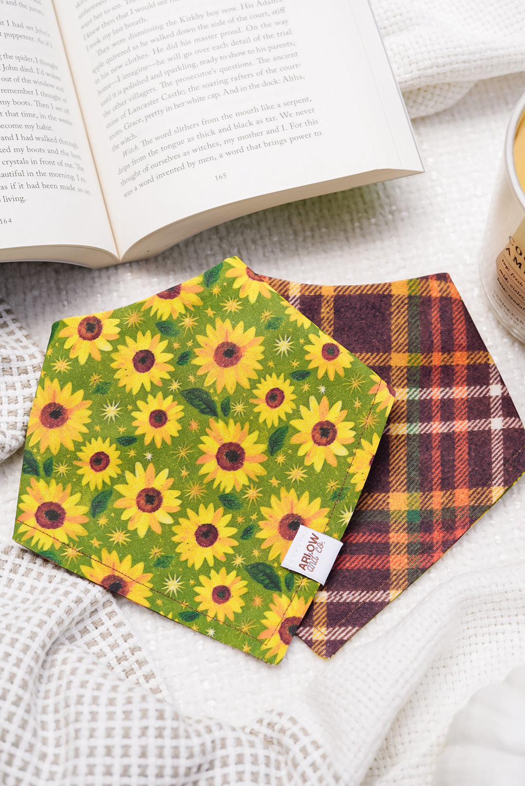 Sunflower Patch Plaid Bandana | Reversible Cotton Fall Seasonal Pet Bandanas for Dogs & Cats