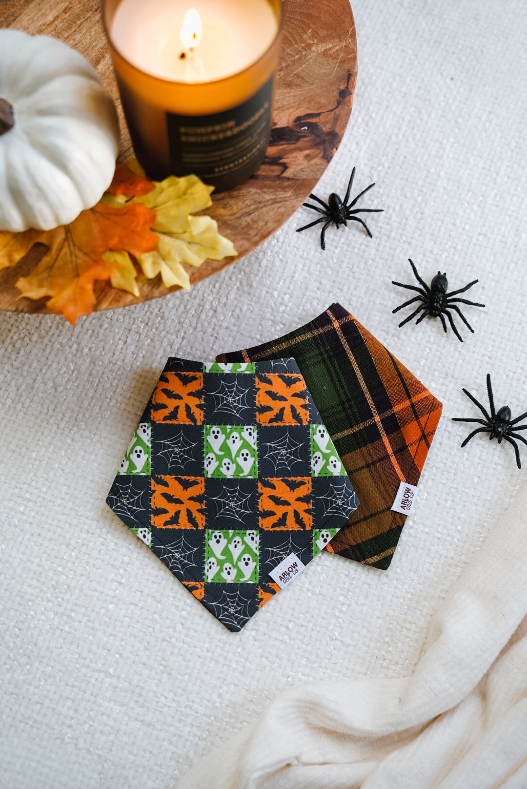 Halloween Patchwork Bandana | Reversible Cotton Seasonal Halloween Pet Bandanas for Dogs & Cat