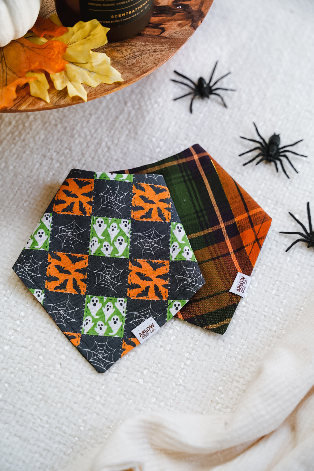 Halloween Patchwork Bandana | Reversible Cotton Seasonal Halloween Pet Bandanas for Dogs & Cat