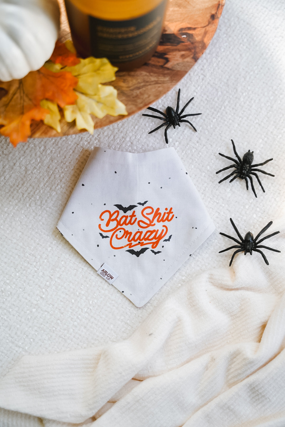 Batshit Crazy Bandana | Reversible Cotton Seasonal Halloween Pet Bandanas for Dogs & Cat