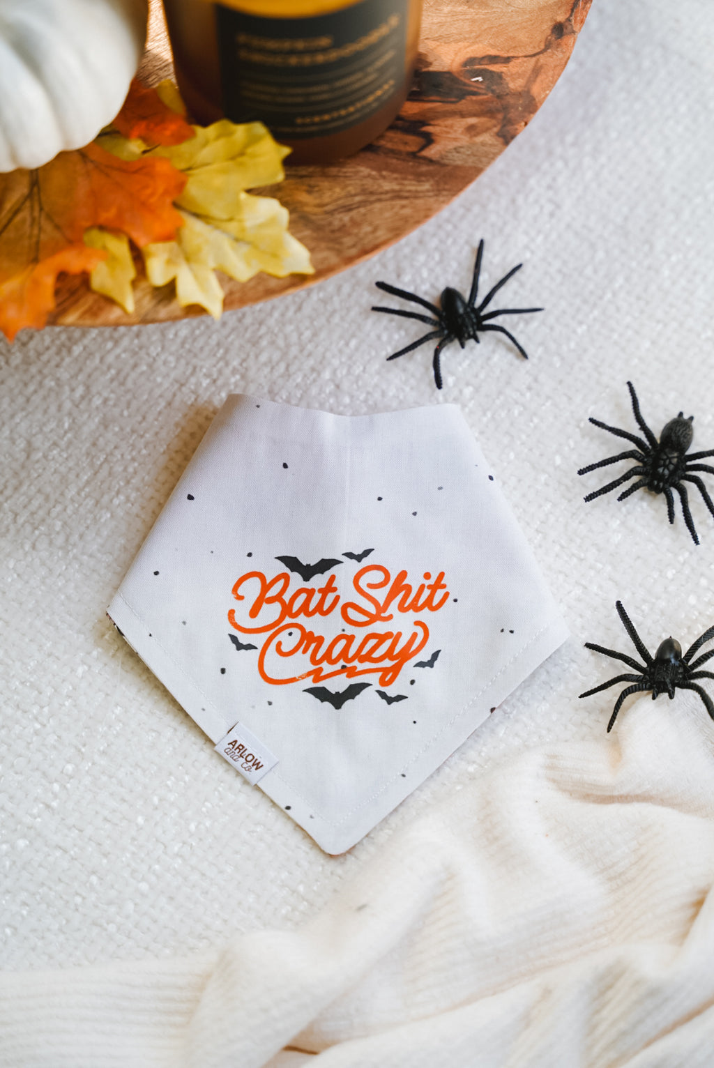 Batshit Crazy Bandana | Reversible Cotton Seasonal Halloween Pet Bandanas for Dogs & Cat