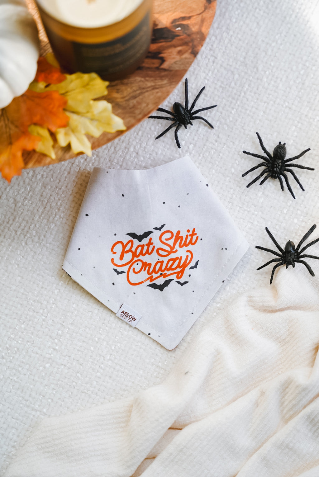 Batshit Crazy Bandana | Reversible Cotton Seasonal Halloween Pet Bandanas for Dogs & Cat