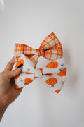 Orange Plaid / Pumpkin Bowtie | Fall Collar Accessories for Pets