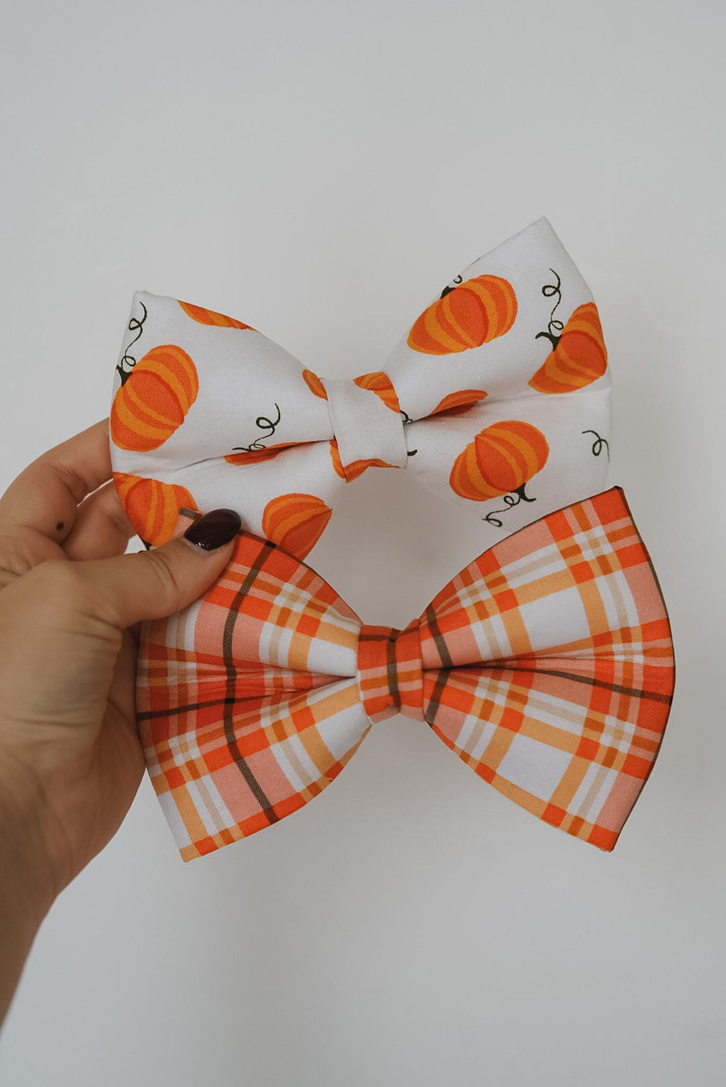Orange Plaid / Pumpkin Bowtie | Fall Collar Accessories for Pets