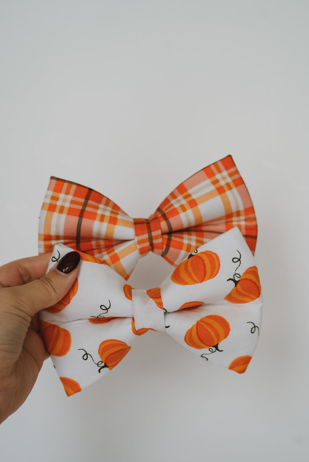 Orange Plaid / Pumpkin Bowtie | Fall Collar Accessories for Pets