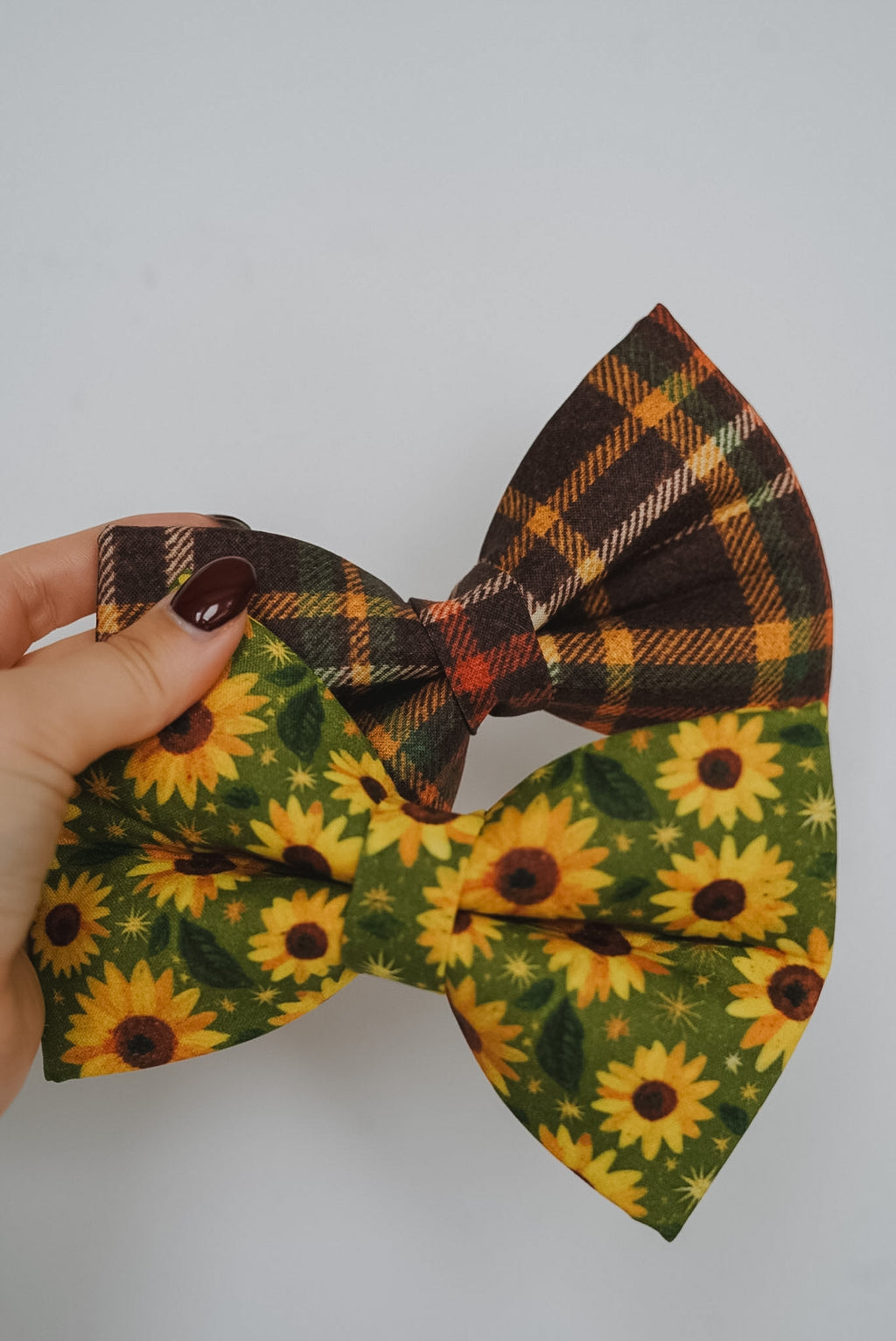 Sunflower / Plaid Sailor Bowties | Fall Collar Accessories for Pets