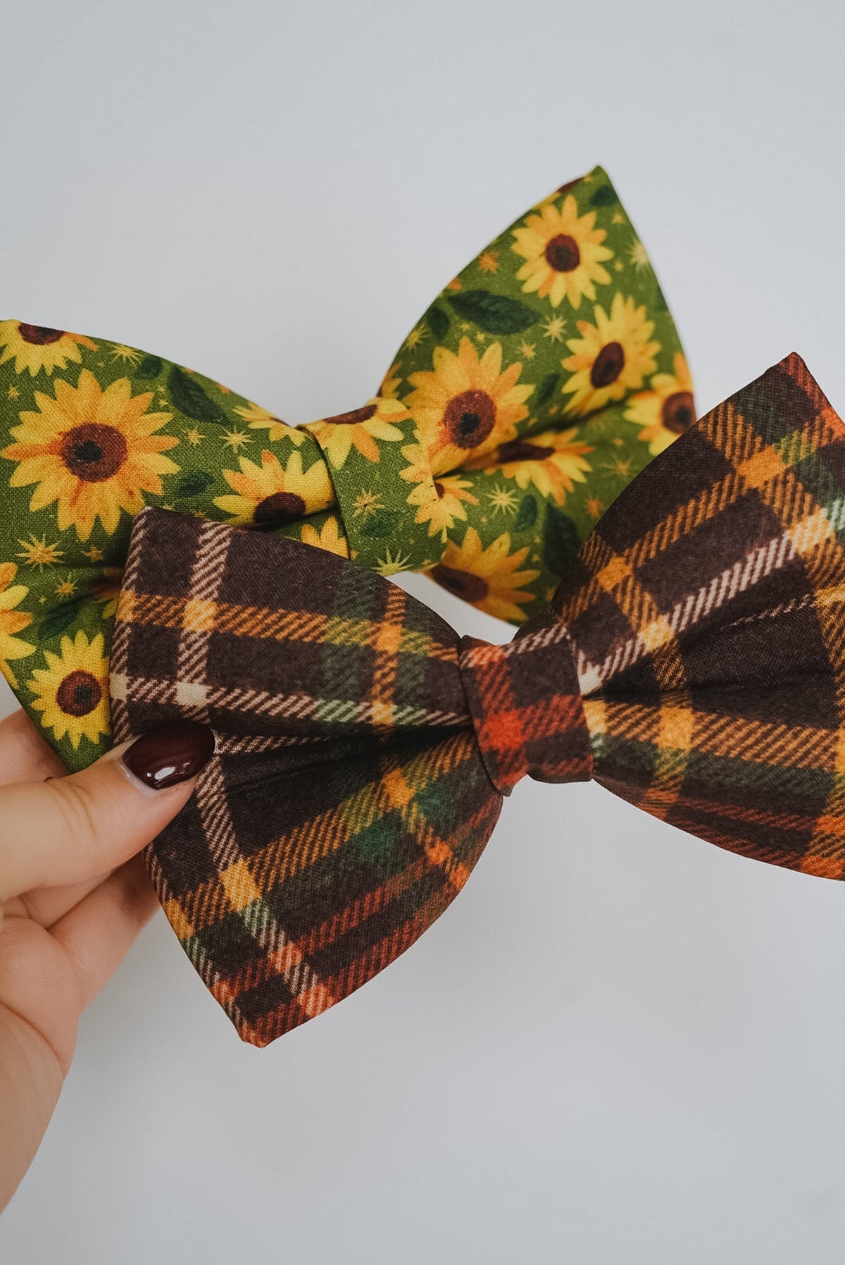 Sunflower / Plaid Sailor Bowties | Fall Collar Accessories for Pets