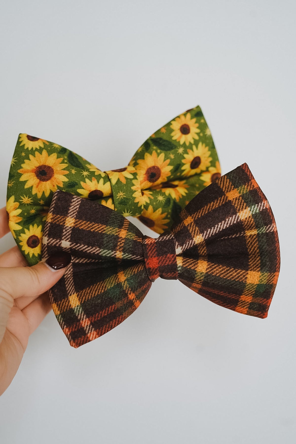 Sunflower / Plaid Sailor Bowties | Fall Collar Accessories for Pets