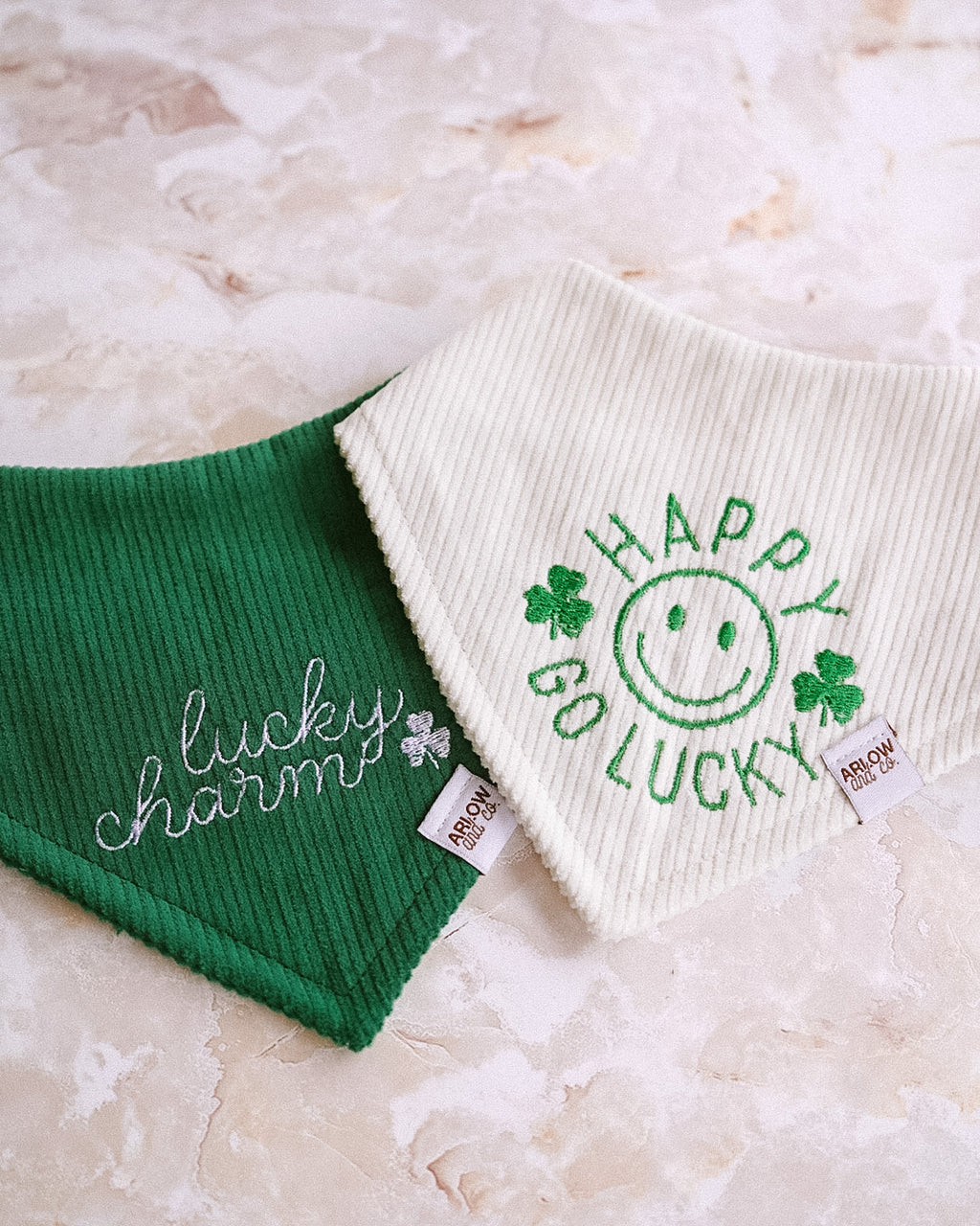 Happy Go Lucky Corduroy Bandana | St Patrick's Day Pet Bandanas for Dogs & Cats