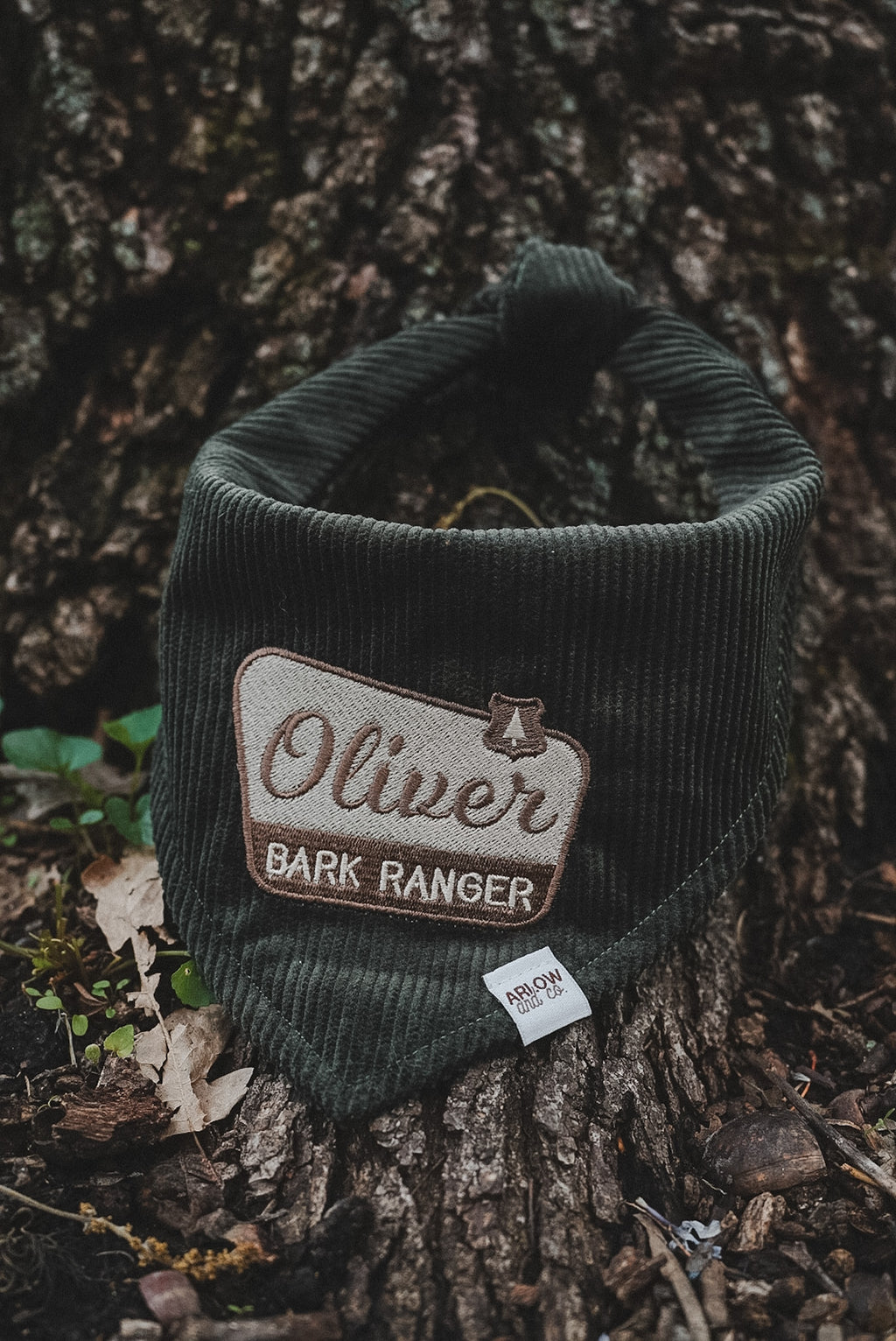 Bark Ranger Embroidered Corduroy Bandana | National Park Embroidered Pet Bandanas for Dogs & Cats