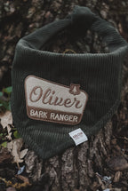 Bark Ranger Embroidered Corduroy Bandana | National Park Embroidered Pet Bandanas for Dogs & Cats