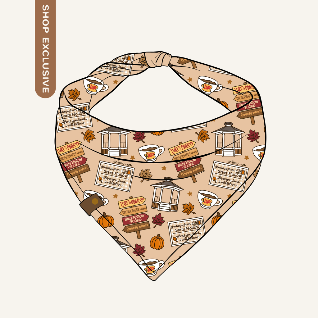 Gilmore Autumn Greetings Bandana | Cotton Seasonal Fall Coffee Pet Bandanas for Dogs & Cat