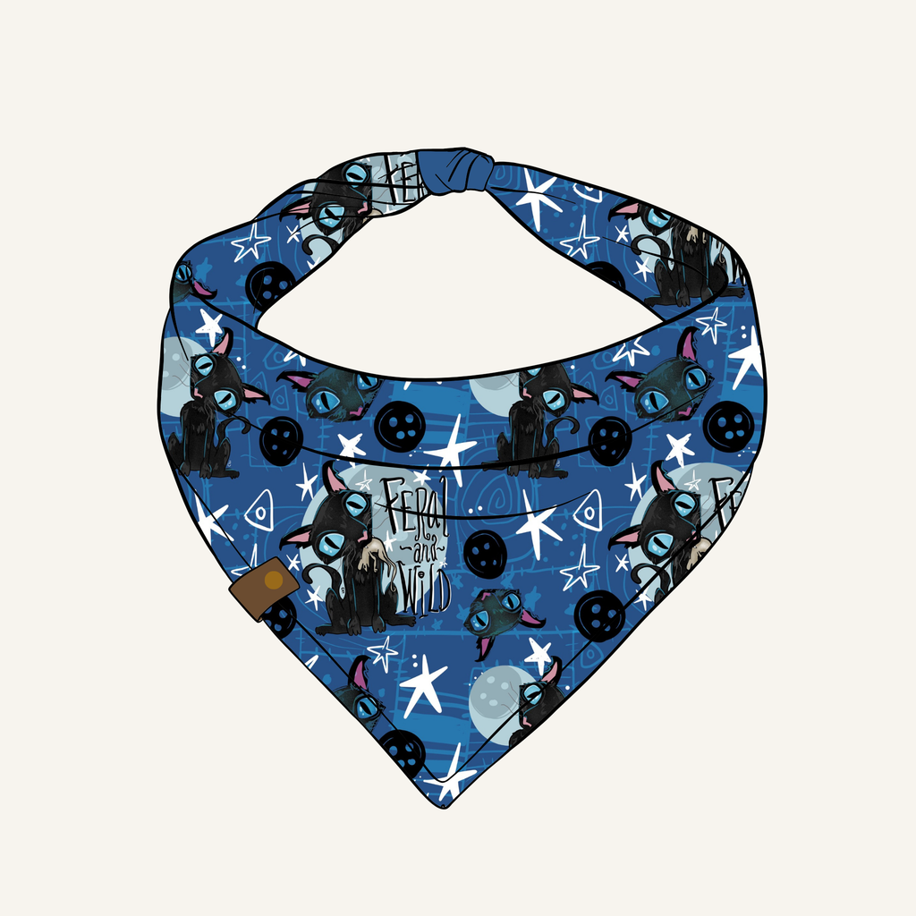 Feral & Wild Button Cat Bandana | Cotton Seasonal Halloween Pet Bandanas for Dogs & Cat