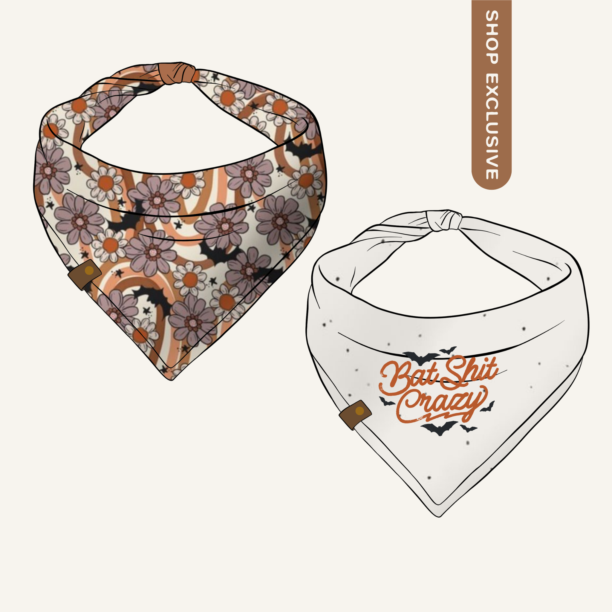 Batshit Crazy Bandana | Reversible Cotton Seasonal Halloween Pet Bandanas for Dogs & Cat