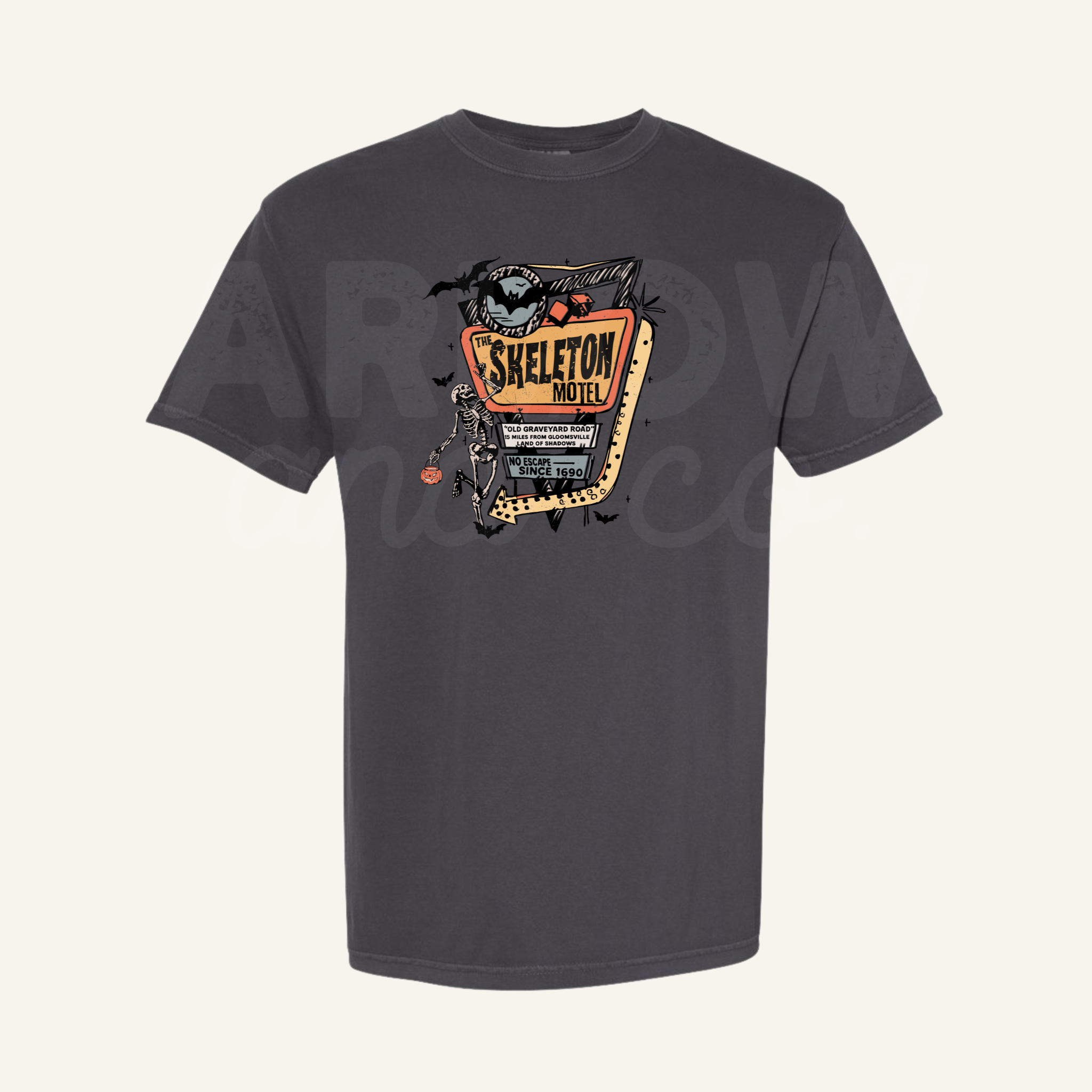 Skeleton Motel Graphic T-Shirt | Seasonal Halloween Apparel